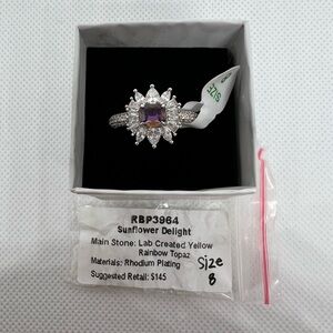 Sunflower Delight Silver Ring with Amethyst Stone